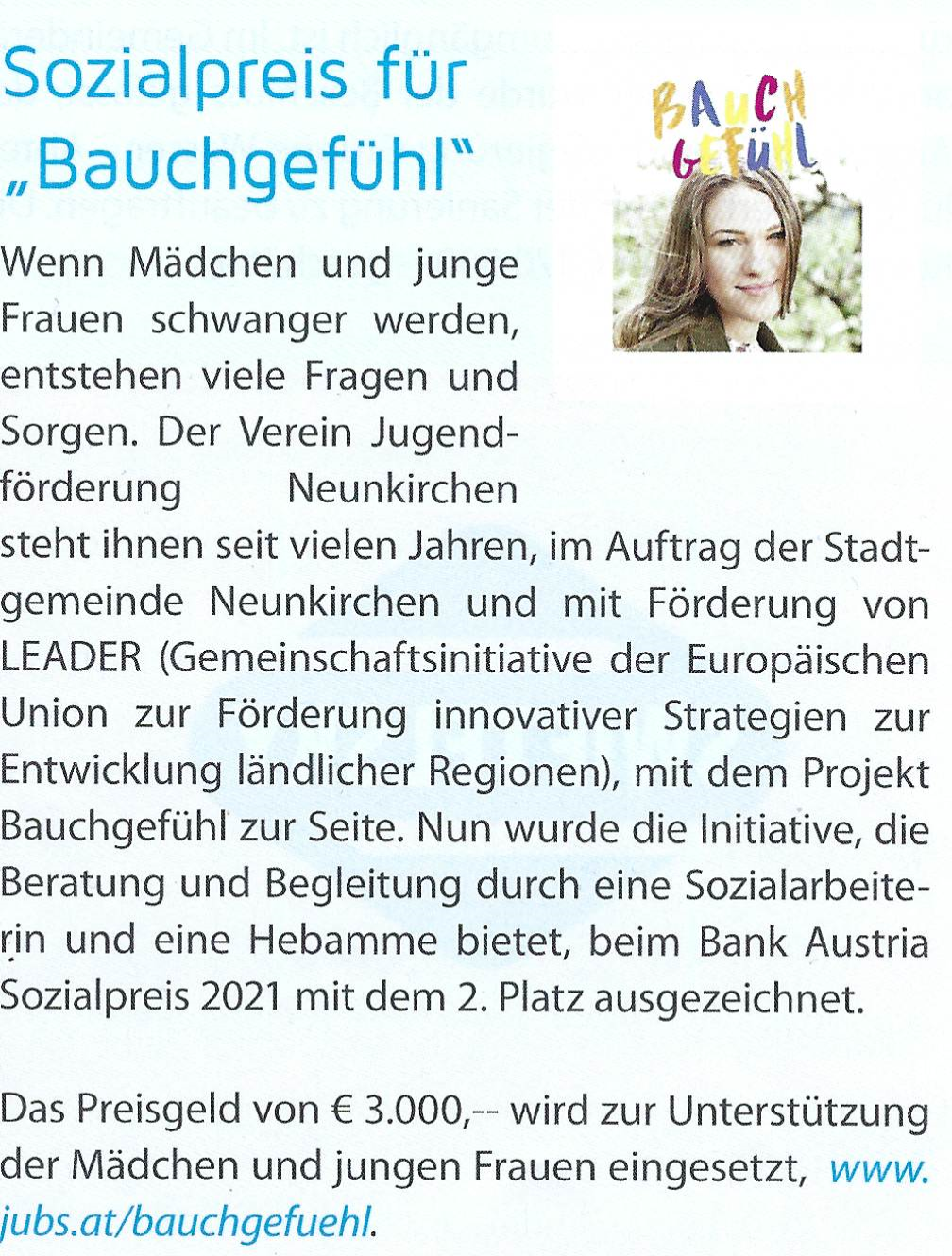 Bauchgefühl Sozialpreis Die neue Gemeindestube Neunkirchen Winter 2021 Seite 36