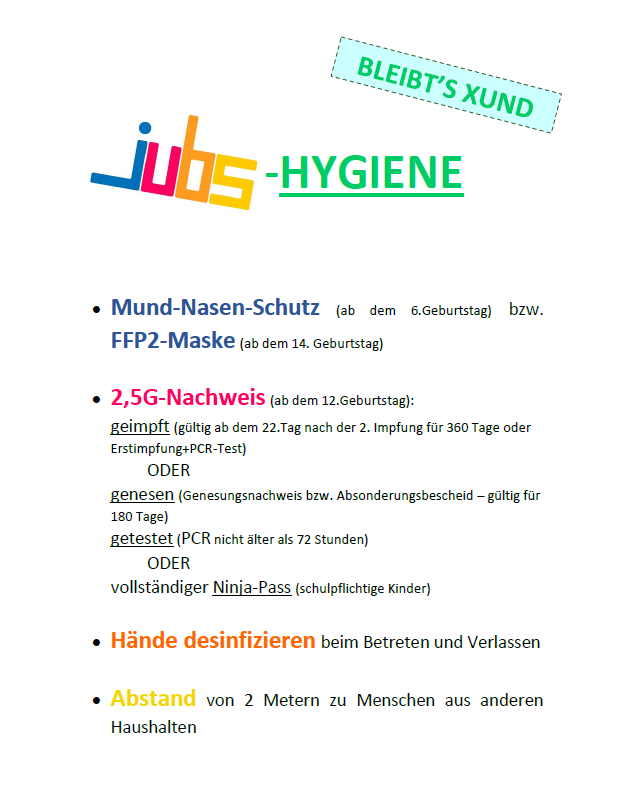 Hygieneregeln JUBS Dez 2021